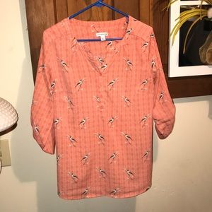 Coral quarter button up blouse